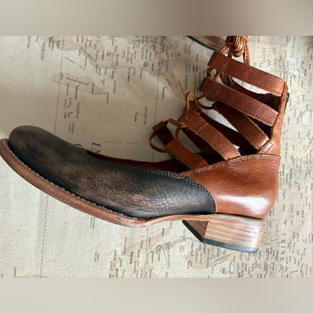 Freebird by Steven Malone Cognac Multi Leather Shoes Booties 9 - Picture 5 of 13